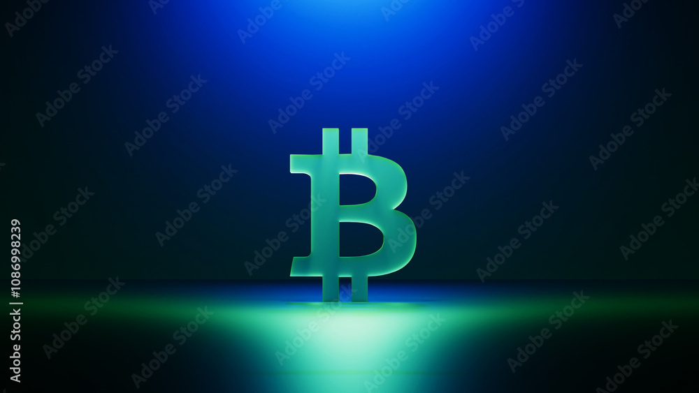 Bitcoin glass green symbol (BTC) concept. Bitcoin glass green symbol (BTC) concept.
