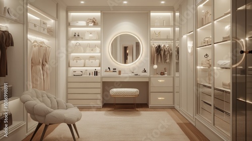 Elegant White Walk-in Closet Interior Design