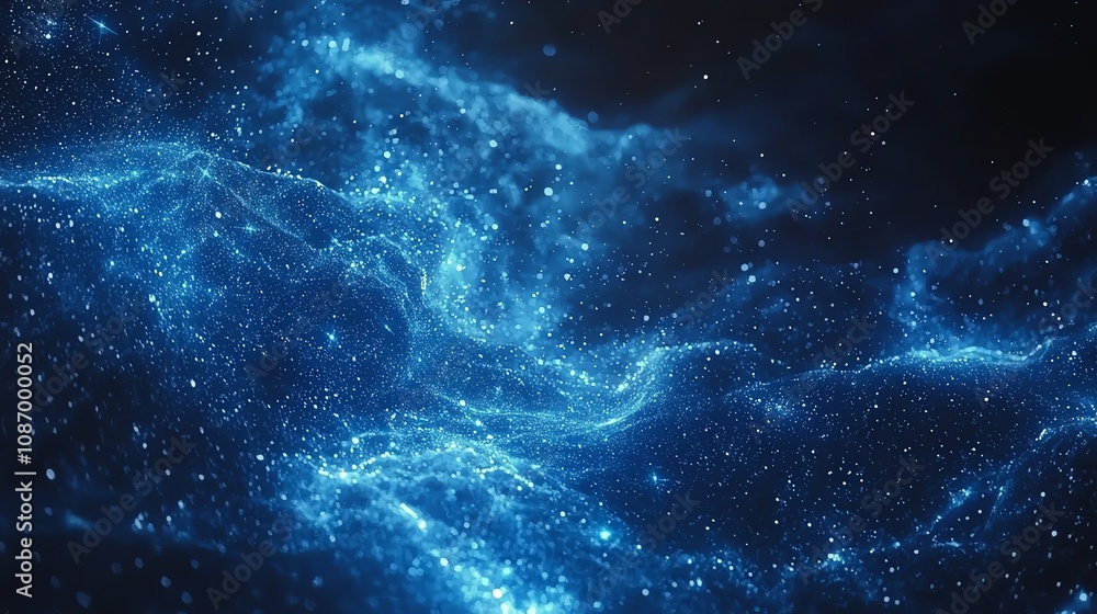 Naklejka premium Abstract cosmic nebula, blue and gold.