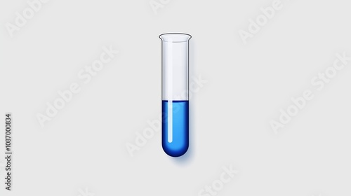 A single test tube icon filled with blue liquid, centered on a soft grey background.