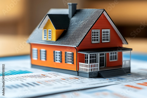 A visual concept showing how credit scores impact loan approval, with a scale from poor to excellent, loan documents, and a house model, focusing on financial evaluation.
 photo