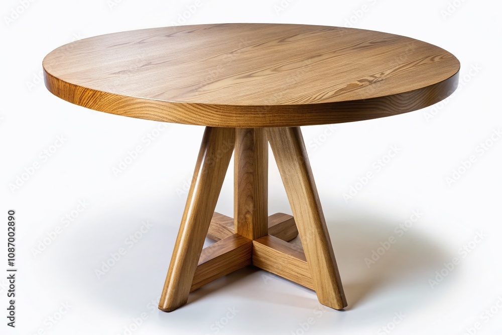 Elegant Wooden Round Table Isolated on White Background in Low Light, Showcasing Natural Texture and Warm Tones for Interior Design and Home Decor Projects Elegant Wooden Round Table Isolated on White Background in Low Light, Showcasing Natural Texture and Warm Tones for Interior Design and Home Decor Projects