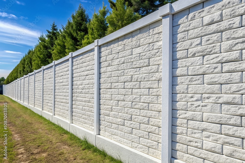 Seamless Panorama of White Cement Block Fence Texture with Copy Space for Architectural Design and Interior Decoration Projects Seamless Panorama of White Cement Block Fence Texture with Copy Space for Architectural Design and Interior Decoration Projects