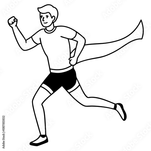 Runner Crossing Finish Line Vector Art.