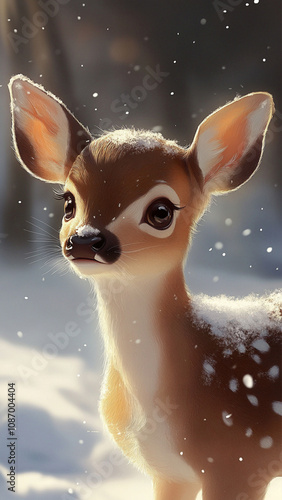 deer in the snow photo