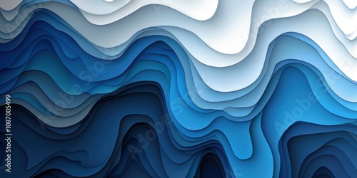 Blue and white gradient wave background with overlapping layers v6