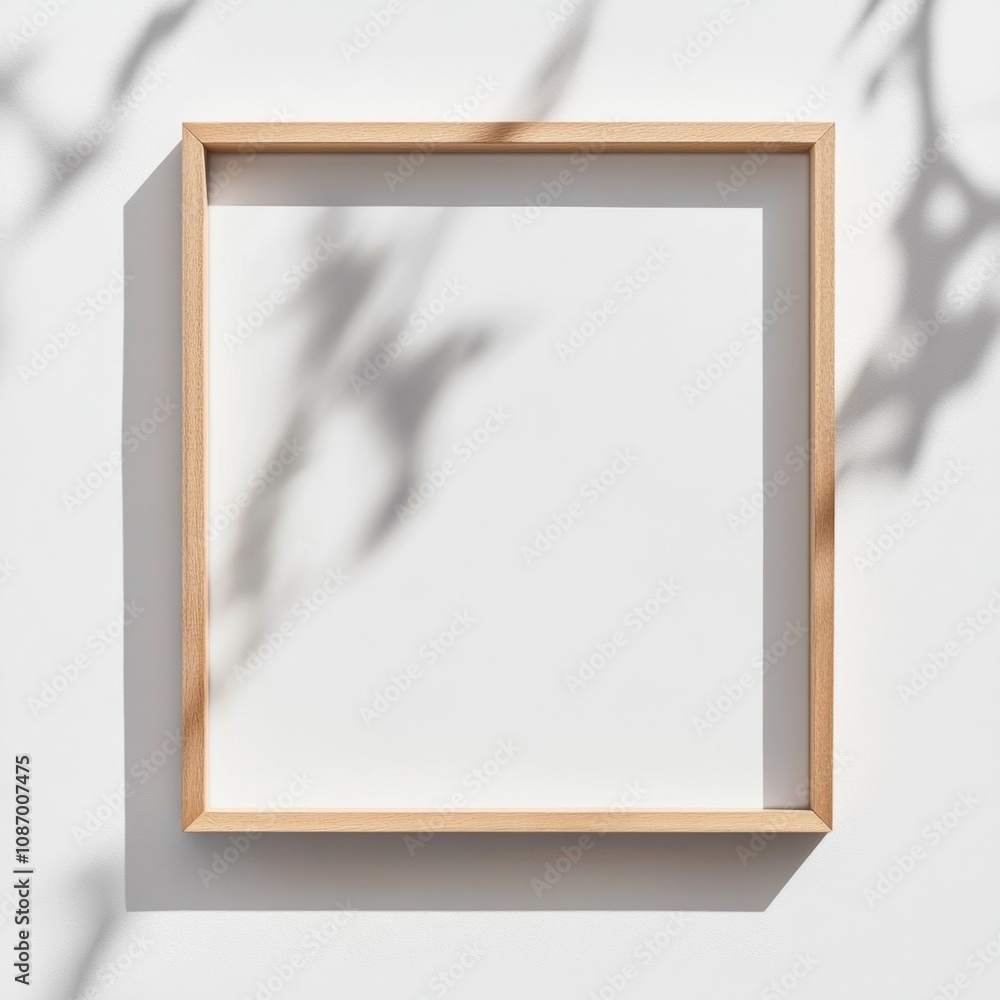 Serene Minimalist Wood Frame Artwork in Soft Shadows Serene Minimalist Wood Frame Artwork in Soft Shadows
