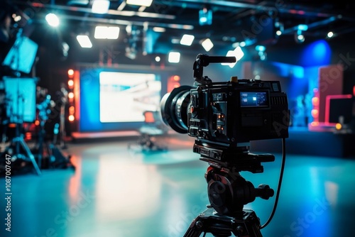 Filming commercial in professional studio.