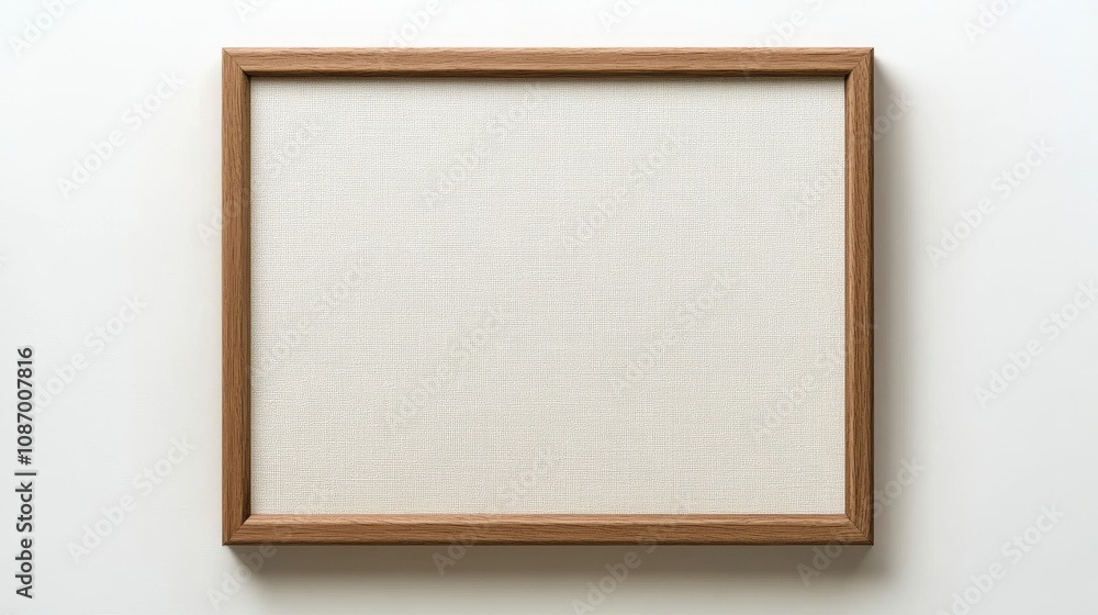 Minimalist Blank Canvas in Wooden Frame with Neutral Tones and Subtle Textures on White Background Minimalist Blank Canvas in Wooden Frame with Neutral Tones and Subtle Textures on White Background