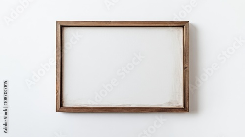 Minimalist Blank Canvas in Wooden Frame with Neutral Tones on White Background