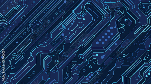 Blue Circuit Board Handdrawn Vector Isolated Background