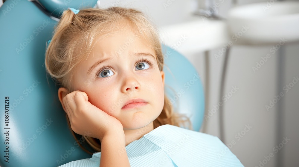 Fototapeta premium a little girl visiting the dentist