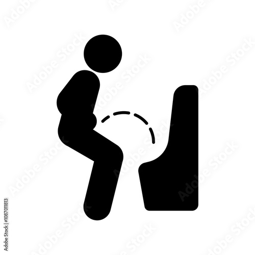 Urine pain icon, flat style. Painful urination is a common sign of a urinary tract infection (UTI). A UTI can be the result of a bacterial infection. isolated on white
