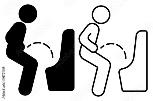 Urine pain icon, flat style. Painful urination is a common sign of a urinary tract infection (UTI). A UTI can be the result of a bacterial infection. isolated on white