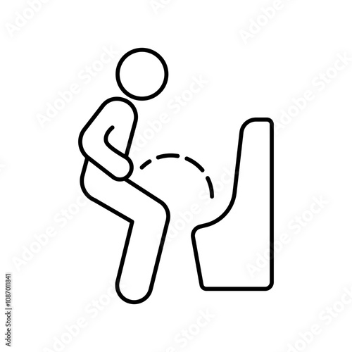 Urine pain icon, flat style. Painful urination is a common sign of a urinary tract infection (UTI). A UTI can be the result of a bacterial infection. isolated on white