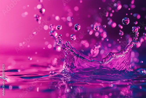 Vibrant Water Splash in Pink and Purple Tones