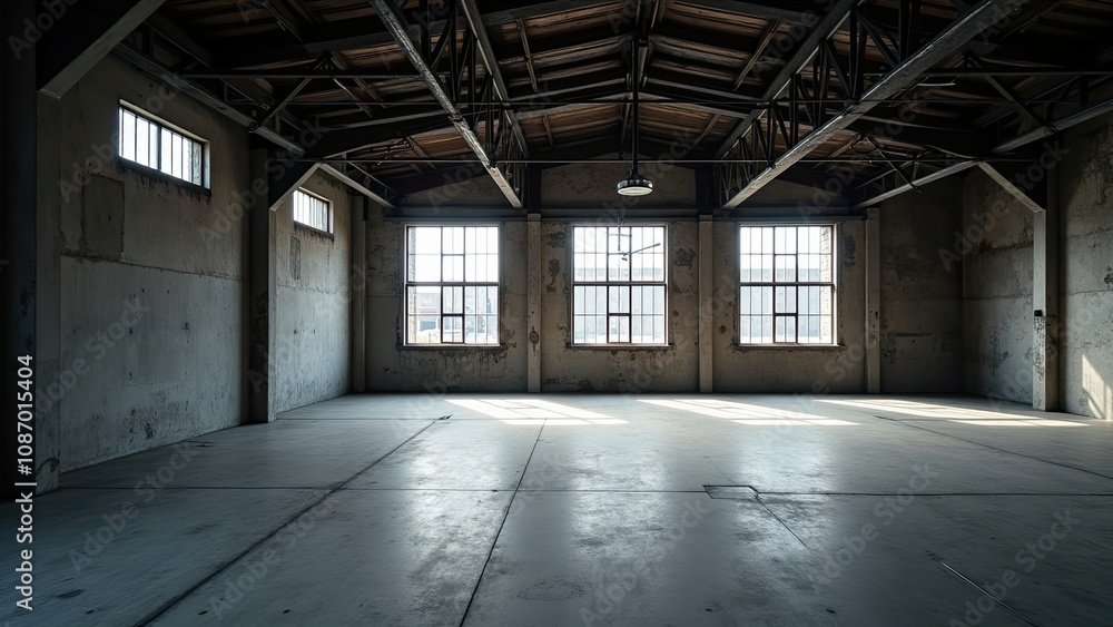 Spacious Industrial Loft With Large Windows and Natural Light in an Empty Warehouse During the Daytime Spacious Industrial Loft With Large Windows and Natural Light in an Empty Warehouse During the Daytime