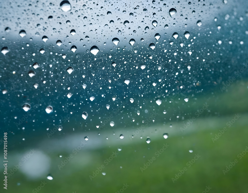 Close up raindrops on window glass