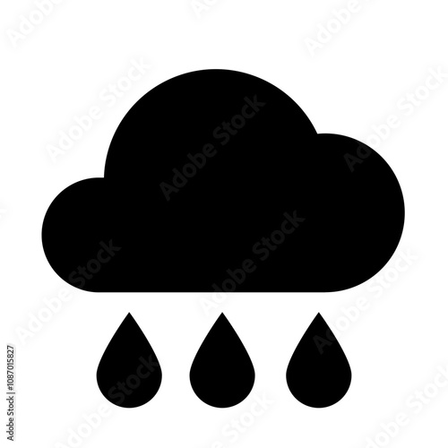 Black Rain Cloud with Droplets – Minimalist Weather Icon photo