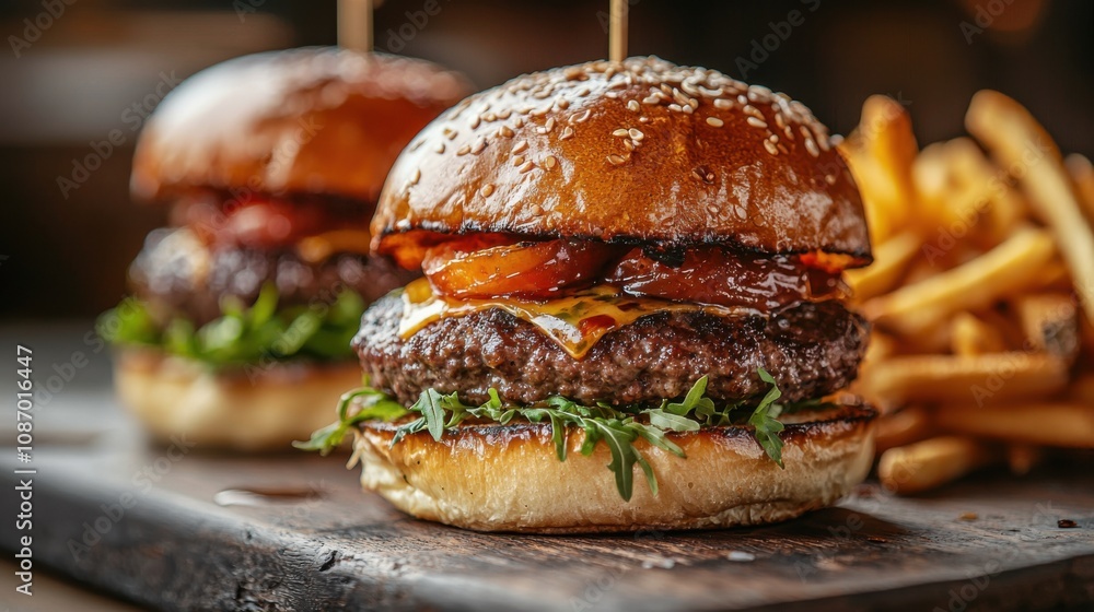 Close up of tasty burger isolated on white background. french fries and the burger with meat, cooking a burger at home. junk fast food. Close up of tasty burger isolated on white background. french fries and the burger with meat, cooking a burger at home. junk fast food.