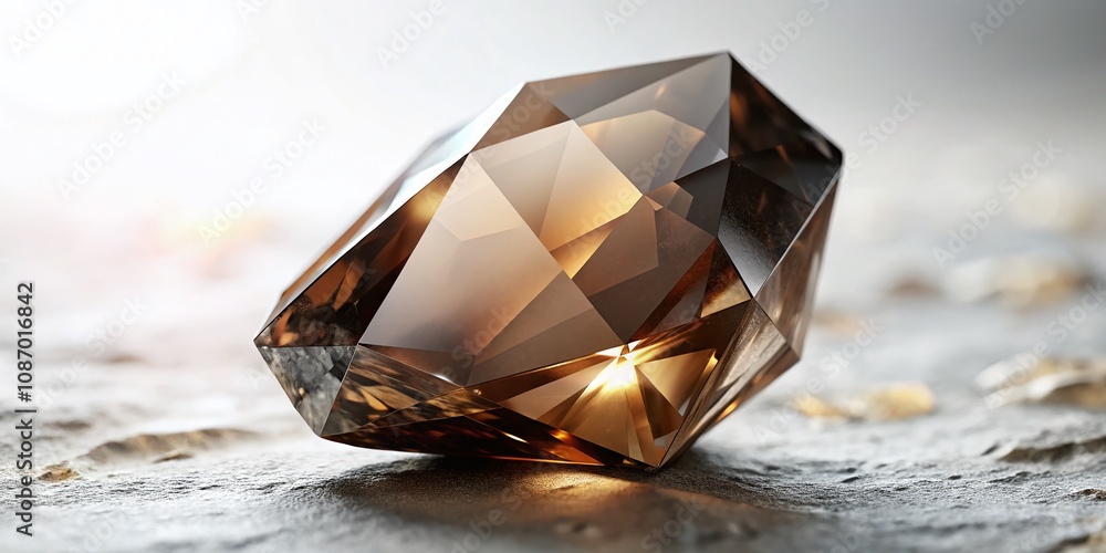 Radiant Smoky Quartz Gemstone on Minimalist White Background - Elegant 3D Render of Brown Crystal for Modern Aesthetic and Design Inspiration Radiant Smoky Quartz Gemstone on Minimalist White Background - Elegant 3D Render of Brown Crystal for Modern Aesthetic and Design Inspiration