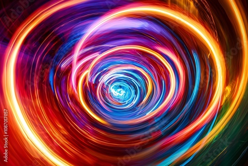 Vibrant Spiral of Light: A Mesmerizing Journey Through Color and Motion