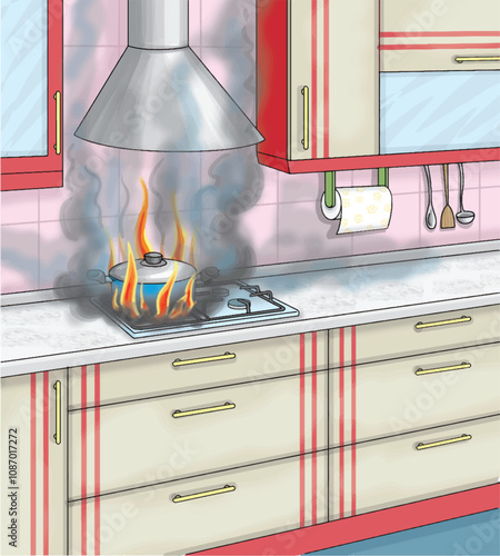 Forgotten food while the stove was burning. Negligence.