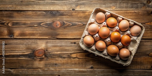 Fresh Chicken Eggs in a Natural Paper Egg Carton with Copy Space for Text, Perfect for Farm Fresh Produce Promotions and Culinary Photography photo