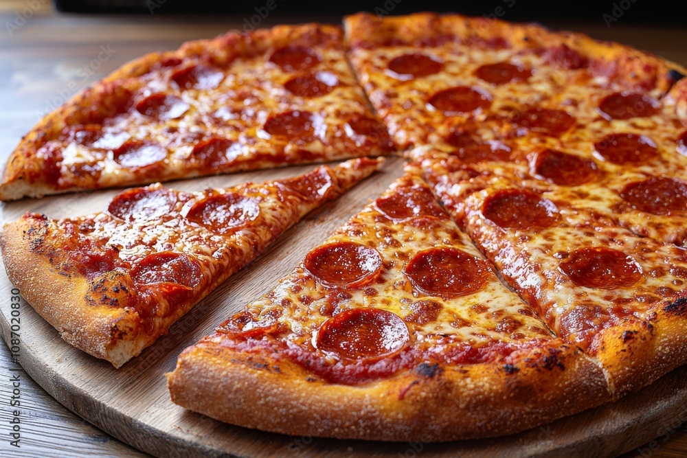 Delicious Pizza on Table Close Up Delicious Pizza on Table Close Up