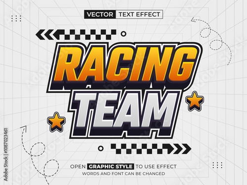 racing team editable text, font effect, 3d text for title