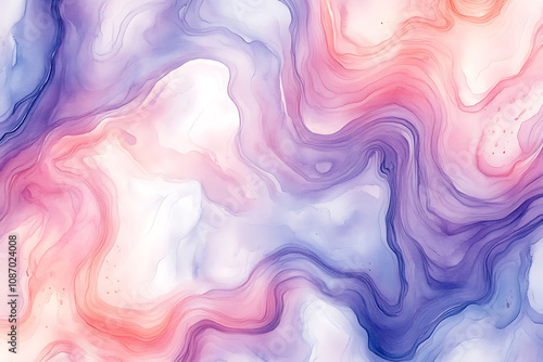 Watercolor hand painted pattern creating stunning marble effect in purple and pink