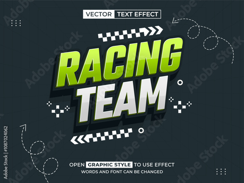 racing team editable text, font effect, 3d text for title