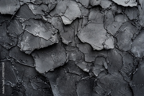 Textured Black Surface with Cracked Paint and Abstract Patterns