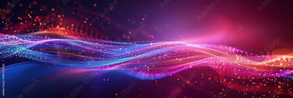Fototapeta premium Abstract Wavy Background with Glowing Particles