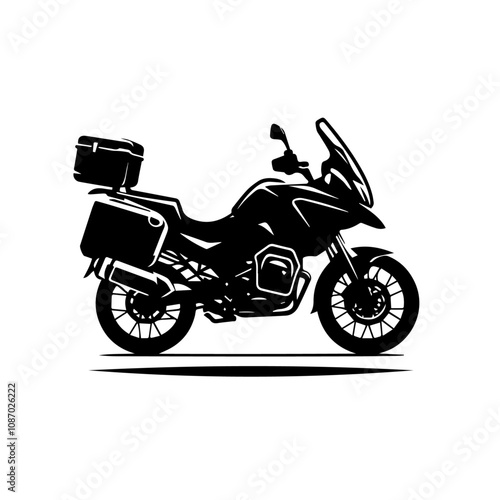 Adventure Touring Motorcycle Silhouette Vector – Perfect Design for Off-Road Bike Illustrations and Expedition Graphics