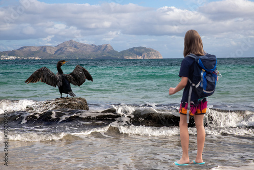 Seaside vacations, Scenic Portrait on the coast. Waves, clouds, seascape. View of the sea and the horison. Time spent on the beach or coast can leave you feeling exhilarated, relaxed and refreshed. 