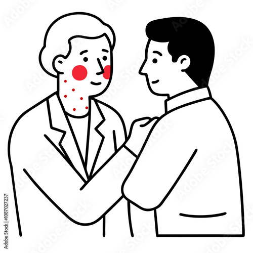 doctor examine patient with red rash