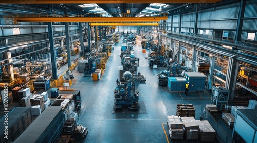 Industrial Factory Interior with Machinery and Workstations photo