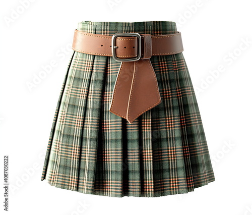 A green and yellow tartan kilt skirt photo