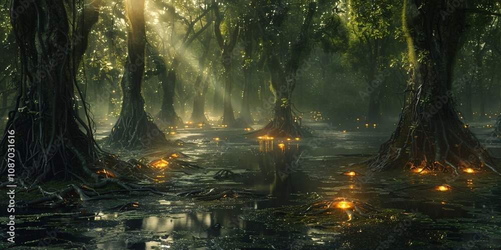 Glowing Haven Secrets of the Mystic Marsh, The Radiant Fen Where Trees Defy Gravity Glowing Haven Secrets of the Mystic Marsh, The Radiant Fen Where Trees Defy Gravity