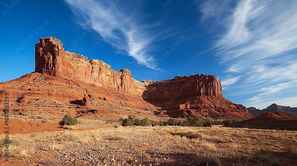Majestic Red Rock Formations Under a Blue Sky Majestic Red Rock Formations Under a Blue Sky