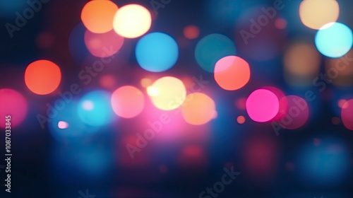 Blurred background of police flashing lights at the crime scene.