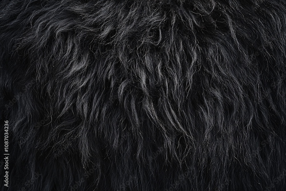Close-Up of Luxurious Black Fur with Soft Waves and Texture Close-Up of Luxurious Black Fur with Soft Waves and Texture