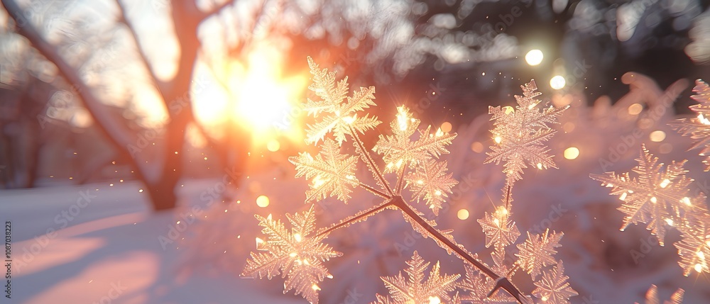 Fototapeta premium Glistening blue ice crystals reflecting sunlight.