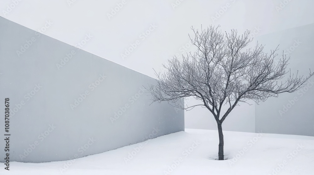 Naklejka premium minimalistic background with tree and copyspace