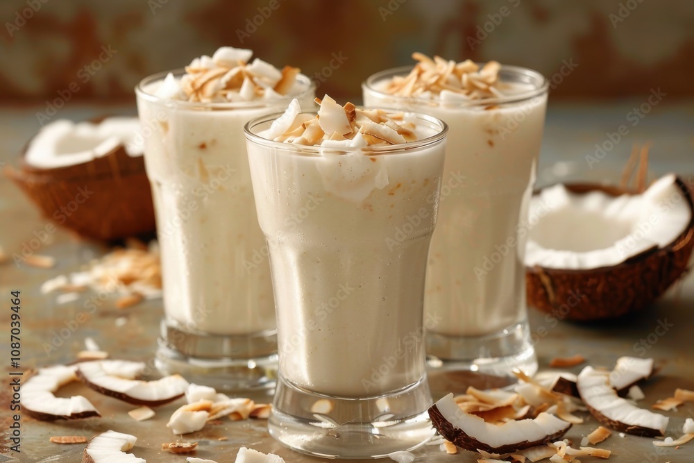 Coconut Milk Smoothies Blended with Toasted Coconut Flakes Coconut Milk Smoothies Blended with Toasted Coconut Flakes
