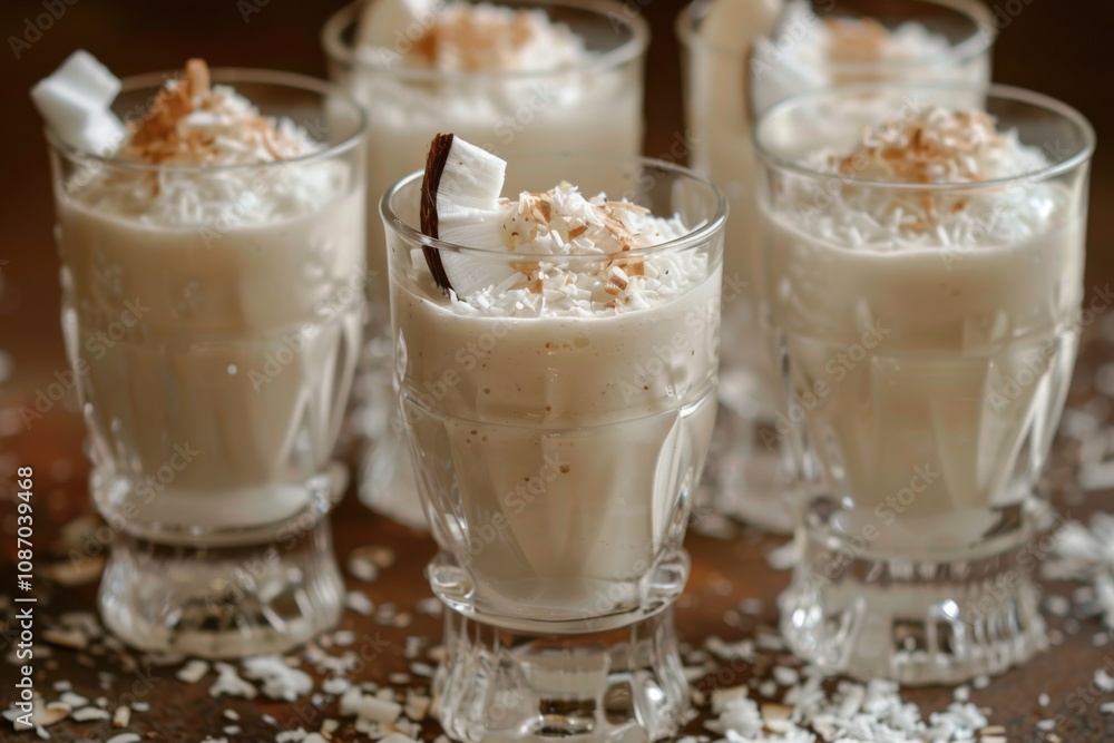Coconut Smoothie Enhances Flavor with Flakes, a Tropical Delight Coconut Smoothie Enhances Flavor with Flakes, a Tropical Delight