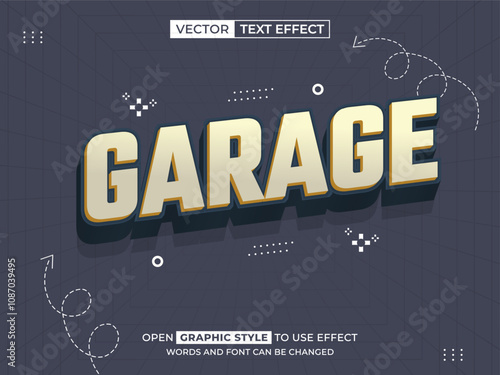 garage editable text, font effect, 3d text for title