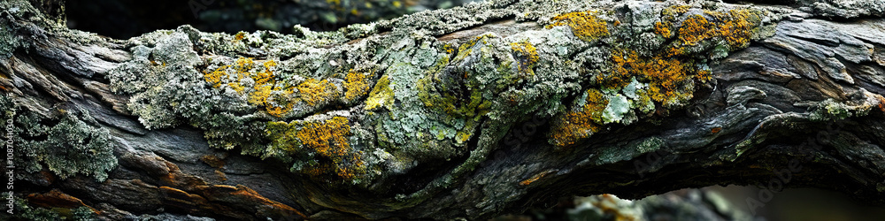 Mossy Tree Trunk: The intricate pattern of moss and lichen covering the gnarled trunk of a fallen tree in the forest. Mossy Tree Trunk: The intricate pattern of moss and lichen covering the gnarled trunk of a fallen tree in the forest.