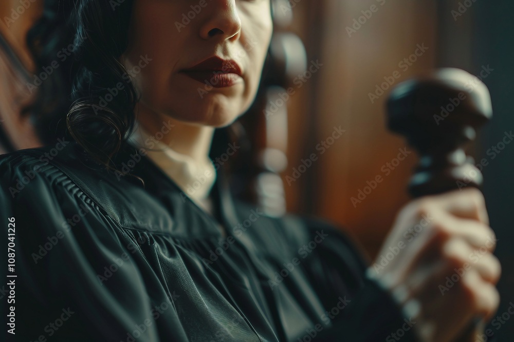 Generative AI Image of young Senior male female Judge in Courtroom Wearing Robes Generative AI Image of young Senior male female Judge in Courtroom Wearing Robes